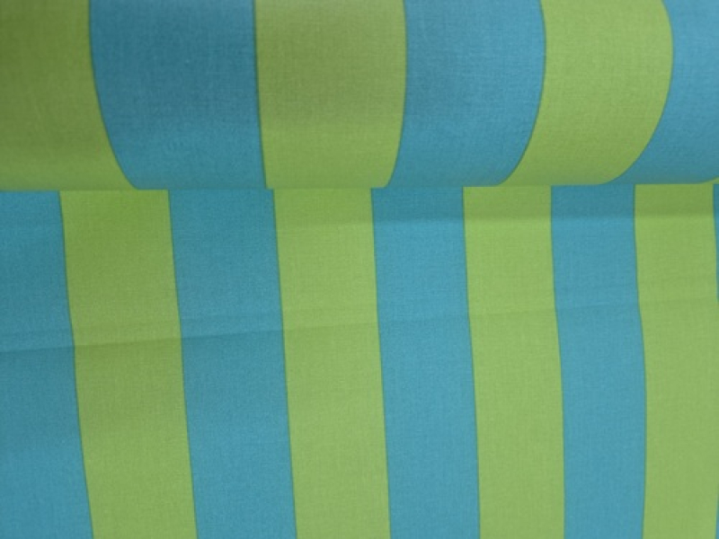 Baumwollstoff beschichtet - Streifen blau/grün